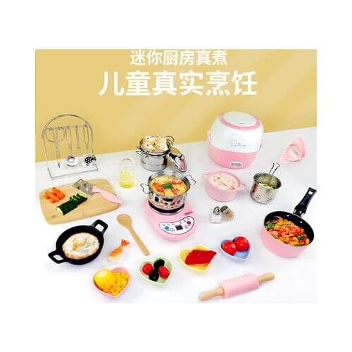 Mini kitchen food play real cooking kitchenware gift girl toys set children cooking cooker set J03