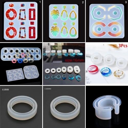 Mixsd Styles Earrings Epoxy Resin Mold Rings Bracelet Pendant Silicone Mould DIY Crafts Jewelry Necklace Ear Studs Casting Mold