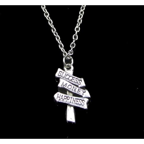 Fashion 25*16mm Signpost Success Money Pendant Necklace Link Chain For Female Choker Necklace Creative Jewelry party Gift