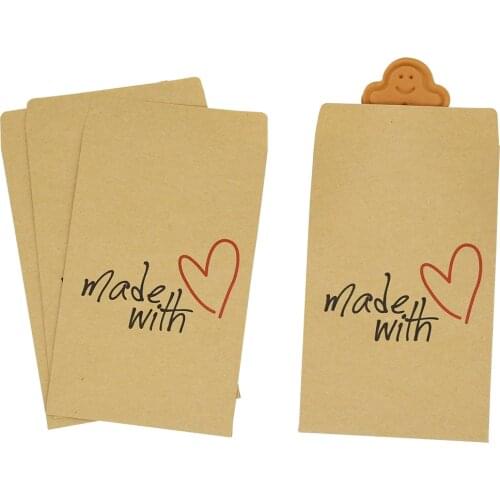 10-30pcs Gift Paper Bag Made With Love Thank You Kraft Paper Bag Party Wedding Gift Packing Candy Wrapping Bag7.3x12.5cm