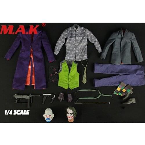 1:4 scale clown costume accessories Joker figure clothes set&male man body DIY action figure model toy collections