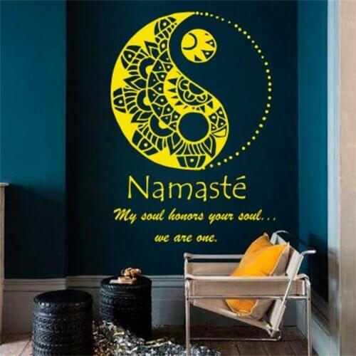 Wall Decals Yin Yang Symbol Namaste My soul honors your we are one Meditation Yoga Vinyl Decal Sticker Décor Room Murals HY1481
