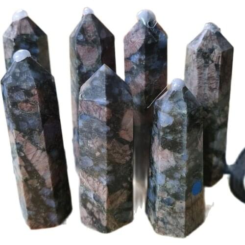 Natural Glaucophane Crystal Quartz Column Magic Wand Obelisk Point Reiki Healing Gifts