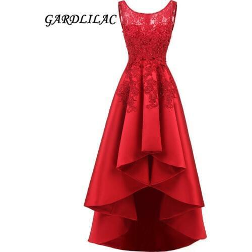 New Scoop Hi Lo Prom Dress Top Lace Evening dress 2019 High Low Mother Formal Dress Wedding Party Gown Maxi Dress