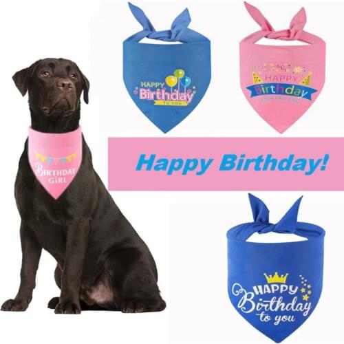 Dog Collar Happy Birthday Bandana For Medium Large Dog Doggy Scarf Bibs Pet Triangular Bandage Birthday Party Pet Gift