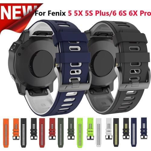 26 22 20MM Watchband Strap for Garmin Fenix 5X 5 5S 5X Plus 6 6S 6X Pro Smart Watch Quick Release Silicone Easyfit Wrist Strap