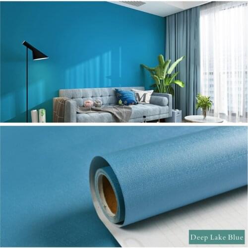 Blue Bedroom Wallpaper Solid Color PVC Waterproof Self Adhesive Vinyl Contact Paper Kitchen Cabinet Decorative Wall Stickers