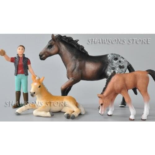 Build Your Own Farm Model Cattle Toys Farmer With Cow & Calf 4 pcs Miniature Figures Replica