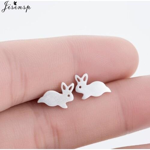 Jisensp Unique Designed Cute Animal brincos Bunny Rabbit Stud Earrings for Women Gift Fashion Piercing Earrings Jewelry bijoux