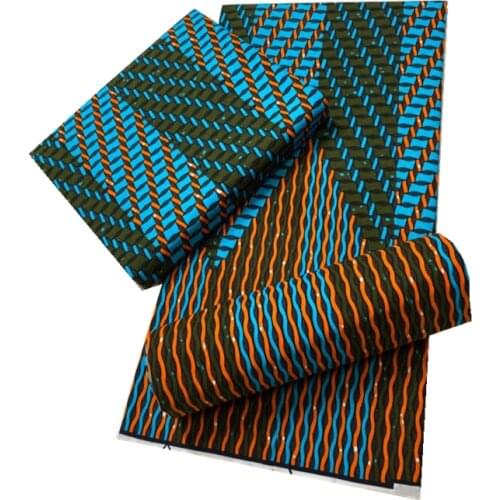 Classic Stripe Style 100% Cotton High Quality 2021 New Ankara Fabric Wax African Real Print Tissus 6yards Party Dress N329-11