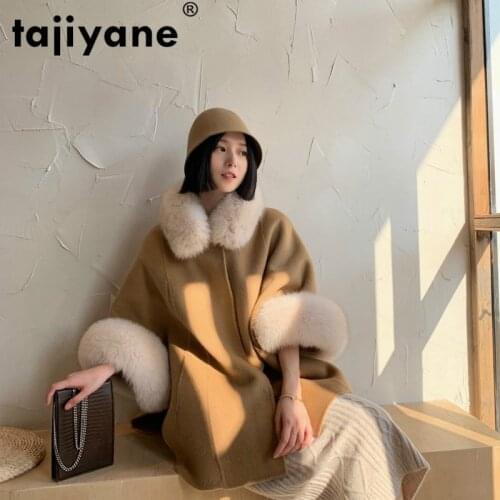 Tajiyane Winter Coat Women Fox Collar Wool Coat Female Womens Coats and Jackets Women Cloak Woman Jacket Casacos 1985 WPY686