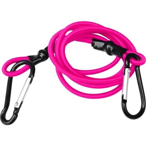 0.16" 3ft Strong Elastic Kayak Canoe Tow Leash Tow Line Safety Lanyard with Double End Aluminum Carabiner Clips Hooks