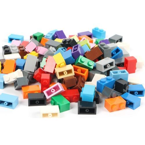 1*2 100g/lot plate Self-Locking Bricks Building blocks DIY Collocation Free creation multicolor