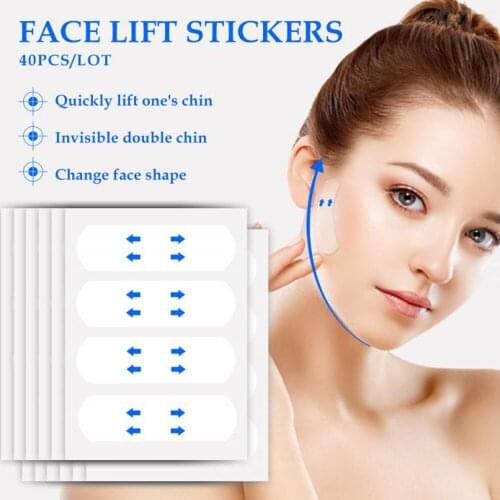 40Pcs Invisible Thin Face Stickers V Shape Face Slimming Sticker Chin Adhesive Lift Up Tape Makeup Face Lift Tools Dropship