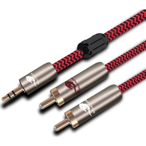 Audio Cable 3.5mm Mini Jack to Dual RCA Phono for TV DVD Speaker Subwoofer Cable 1/8" to 2 RCA Audiophile 10M 12M 15M