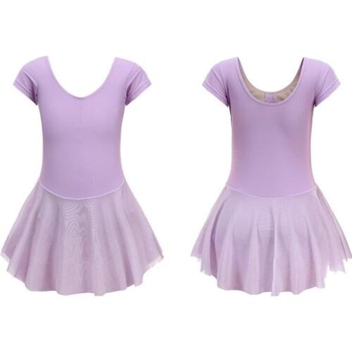 Child Ballet Dress Short Sleeve Ballet Tutu Girl Kids Veil Dancewear Training Dress Girls' Performance Clothes Party Costumes