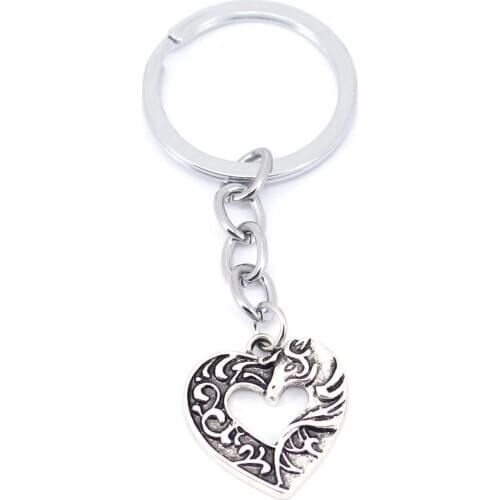 Hzew Ancient silver color heart shaped horse key chains horse jewelry keychain for horse lovers