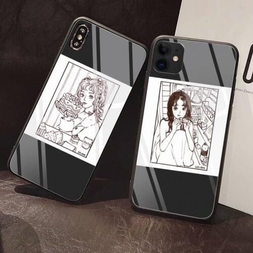 Simple strokes of characters Phone Case Tempered Glass For iPhone 12 Pro Max Mini 11 Pro XR XS MAX 8 X 7 6S 6 Plus SE 2020 case