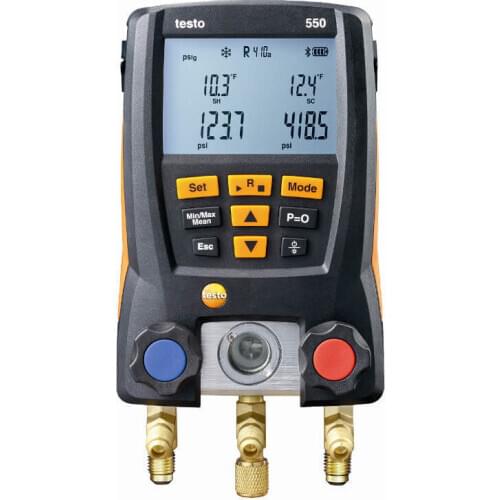 Testo 550 Refrigeration Gauge Manifold Digital with Hoses Clamp Refrigerant Meter Set Probes 0563 1550 Conditioning Tools