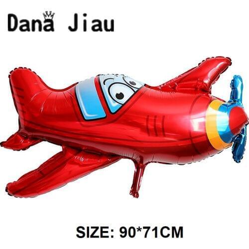 DanaJiau red airplane balloon Happy Birthday Party boy gift Tank bus Fire Truck shark Decoration cartoon car foil balloons