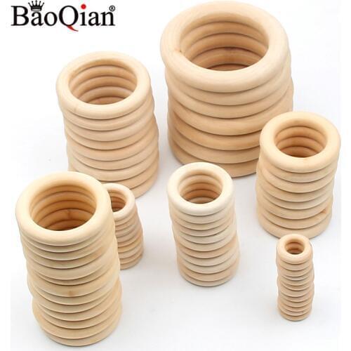 14 Size Natural Wood Circle DIY Crafts For Jewelry Making Baby Teething Wooden Ring Kids Toy Ornaments Accessories
