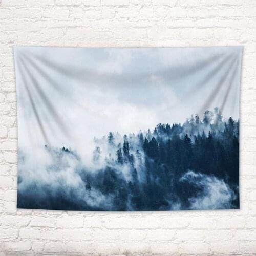 Fir Tree forest Foggy Natural Scenery Tapestry Wall Hanging Tapestry Modern Wall Tapestry Curtain Art Carpet Blanket Bedspread