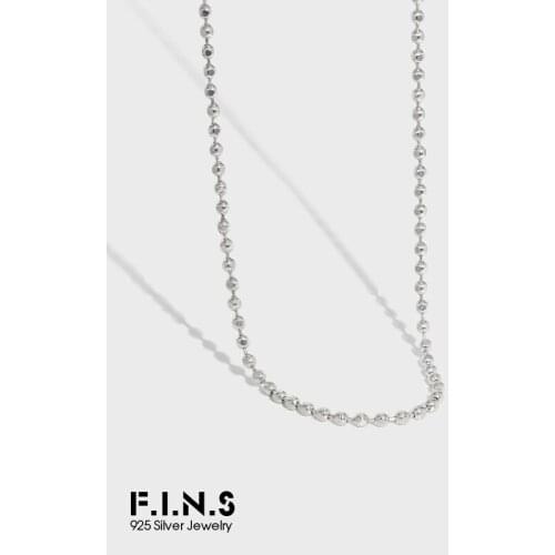 F.I.N.S Original Design Geometric Flat Round Bead S925 Sterling Silver Necklace Minimalist Stackable Silver 925 Clavicle Chain