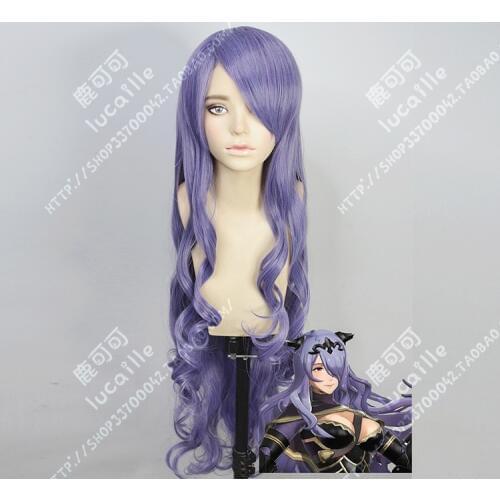 Game Fire Emblem Camilla Cosplay Wig 100cm Long Purple Heat Resistant Synthetic Hair Wigs + Wig Cap