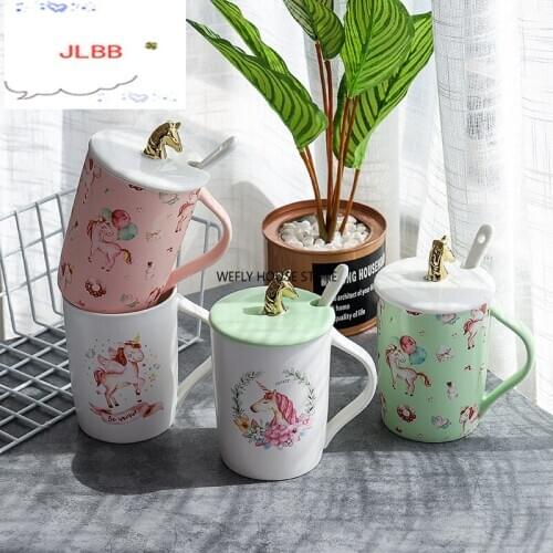 Gold Unicorn Ceramic Cup Korean Men And Women lovers Cup Office Coffee Cup Mug
