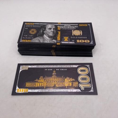 Cool Black Color One Hundred US Dollar Colored 24k Gold US Dollar Banknotes for Souvenir and Collection Gift