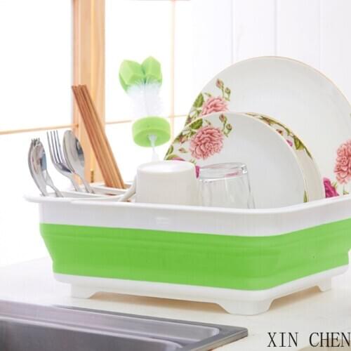 Kitchen Tools Collapsible Dish Drainer Cutlery Stand Cup Holder Space-free Folding Drain Bowl Rack Dish Rack Cutlery Storage Box