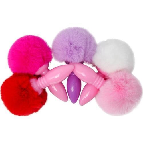 Multicolor Rabbit Tail Anal Plug Tail Butt Silicone Hairy Rabbit Tail Adult Products Cute Anal Sex Erotic Toys for Women