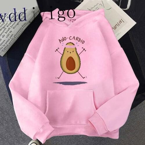Fashion Small Fresh Warm Female Ullzang Graphic Hoody 90s Women Vegan Kawaii Cartoon Harajuku Cute Sweatshirts Avocado Hoodies