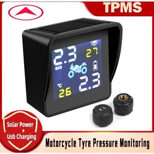 Motorcycle TPMS Tyre Pressure Monitoring System USB Solar Power Digital Auto Security Alarm Systems Motor Tire Pressure Warning