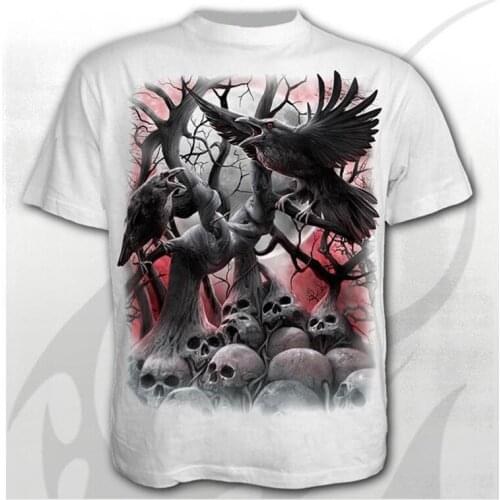 2021 new printed mens short-sleeved T-shirt Harajuku top with multiple skulls densely horror pattern