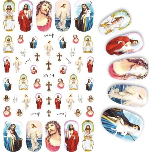 Nail Art Stickers Jesus Virgin Mary Cupid Angel Pattern Adhesive Nail Art Decorations Audrey Hepburn Sexy Women Nail Decals