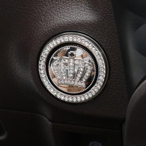 QHCP Engine Start Stop Push Button Stickers One-Key Ignition Switch Ring Circle Crystal Rhinestone For Lexus ES200 260 300H 2018