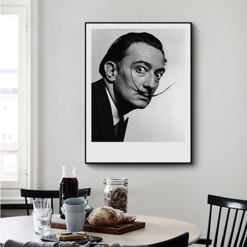 Salvador Dali Wall Art Posters and Prints Spanish Artist Black White Photo Canvas Painting Wall Pictures for Living Room Decora