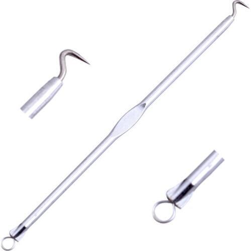 Wholesale Makeup Sharp Head 12cm Elbow Stainless Steel Acne Needle Blackhead Pimples Remover Double Slider Beauty Makeup 1000pcs