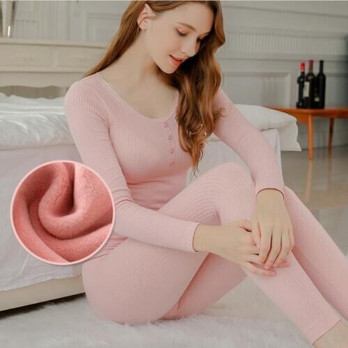 Autumn and winter with velvet thickening round collar four button underwear women warm slim body suit