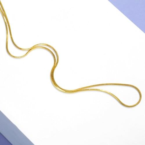 24k Gold Plated Necklace for Women Simple Single Chain Elegant Charm Chain Wedding Fashion Jewelry Gifts Necklaces Gold Collares