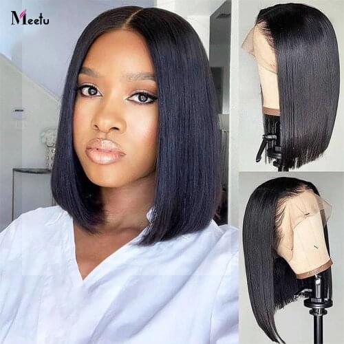Straight BOB Wig Lace Front Human Hair Wig 13X4 Lace Frontal Wigs Meetu Hair Brazilian Lace Front Human Hair Wigs for Women