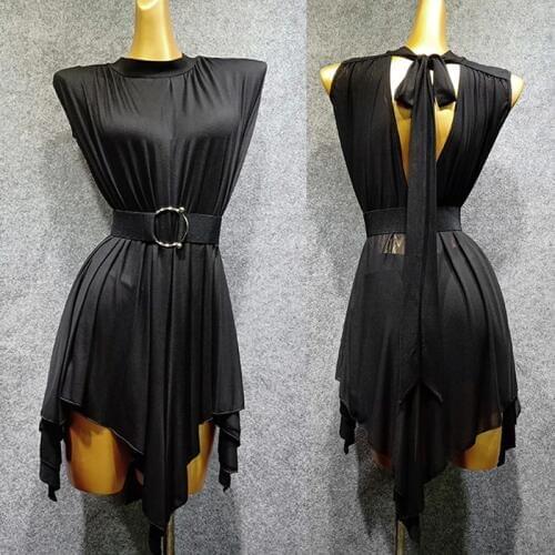 Latin Dance Dress Balck Style Sleeveless Top Sexy Backless Tango Salsa Samba Rumba Dancing Clothes Practice Dancewear DN3840