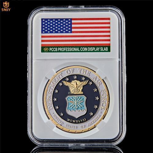 USA Department Of The Air Force Gold Plated US Military Token Challenge Commemorative Coin W/PCCB Holder