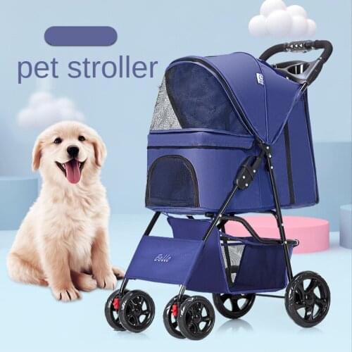 Pet Stroller Foreign Trade Lightweight Folding Pet Stroller Cats and Dogs Outing Shopping Pet Carrier Dog Car Pet Stroller