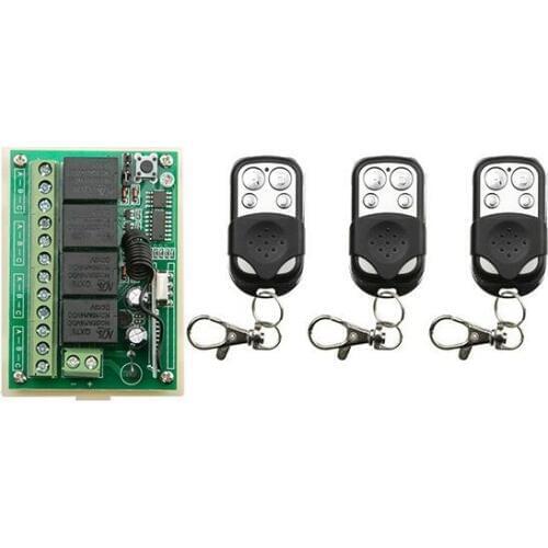 DC12V 4CH 10A Radio Controller RF Wireless Push Remote Control Switch 315/433 MHZ 3pcs Transmitter + 1pcs Receiver