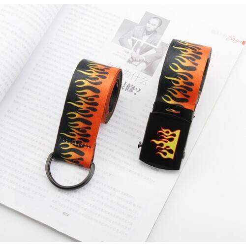 New Women Men Fire Style Canvas Belt Metal Square Smooth Buckle Waistband Fashion Hip Hop Nylon Woven Waist Strap pasek damski