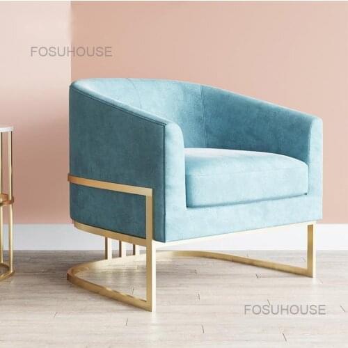 Nordic Luxury Single Seat Living Room Sofas Leisure Business Modern Lazy Sofa Living Room Furniture Fabric Single Sofa Armchair