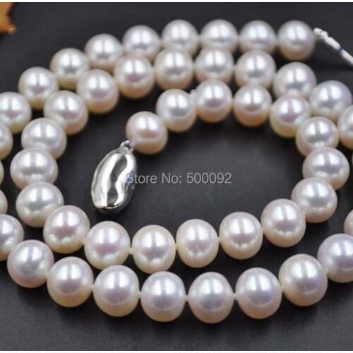 High luster 9mm near round freshwater pearl necklace free shipping