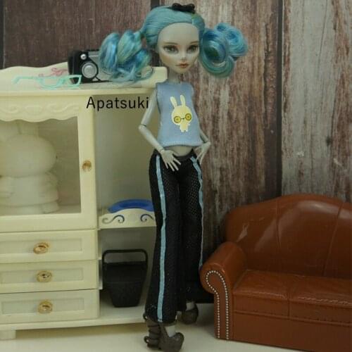 Blue Rabbit Top Shirt Long Pants for Monster High Doll Outfits Fashion Doll Clothes Set For Bratz Dolls Accessories 1/6 Toys
